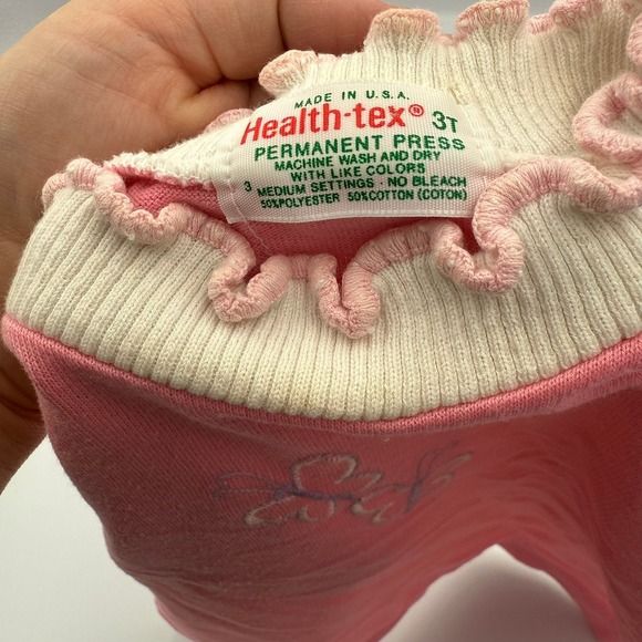 VTG Healthtex 3T Pink Shirt –Butterfly Embroidery & Ruffled Collar – Made in USA - Picture 4 of 8